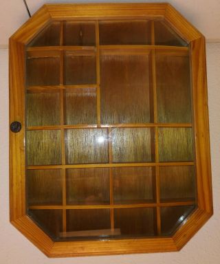 Vintage Wood Wall Hanging Curio Shelf Knick - Knack Miniature Display Glass Door 2