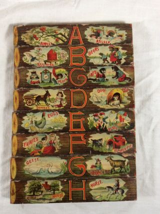 RARE FULL set of victorian 1880s alphabet Christmas Picture blocks 2