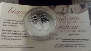2015 Canada $10 Welcome To The World Baby Feet.  9999 Silver.  5oz Proof Coin Rare
