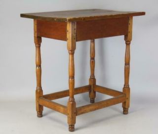 Rare 18th C William And Mary Stretcher Base Tavern Table Top And Feet