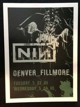 Very Rare Nin Live With Teeth Denver Fillmore 2005 Limited Edition Tour Poster