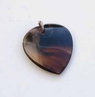 Antique Georgian Victorian Scottish Heart Agate Pendant Charm A/f