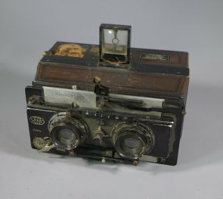 RARE ANTIQUE GAUMONT FRENCH STEREO STEREOVIEW CAMERA AS FOUND 2