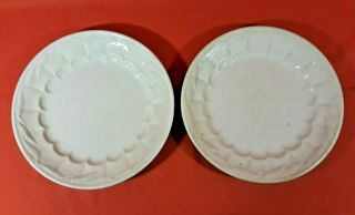 Pair Antique W&e Corn White Ironstone Wheat Pattern Luncheon Plates