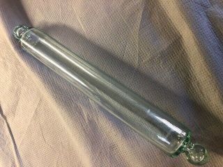 Antique 20 " Hand Blown Glass Rolling Pin - Clear