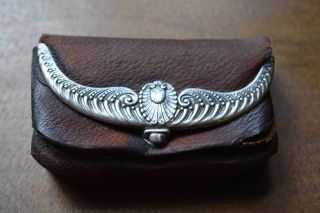 Art Nouveau Victorian Gorham Sterling Silver Leather Wallet 1880 