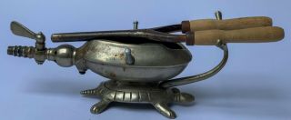 Rare Antique Turtle Figural Curling Iron Gas Heater Holder Base Art Deco