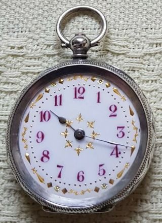 Antique Victorian Solid Silver Pocket Watch Fob Watch