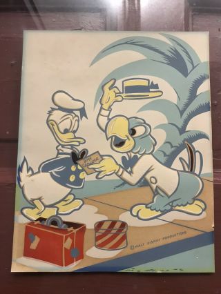 Very Rare Vintage Donald Duck Jose Carioca 1940’s Disney Print 8x10