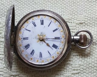 ANTIQUE VICTORIAN SOLID SILVER FULL HUNTER CASED POCKET WATCH FOB WATCH 3