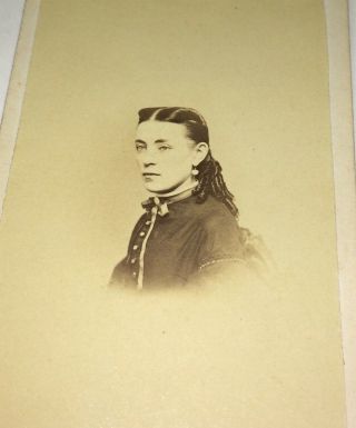Rare Antique American Civil War Era ID ' d Beauty Teacher Nettie Adams CDV Photo 3
