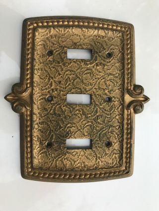 Vintage Cast Iron Three Hole Light Switch Plate
