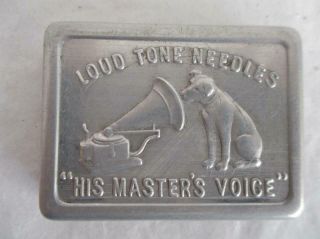Rare Early 20thc Vesta " His Masters Voice " Gramophone Needle Tin Wooden Needles