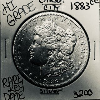 1883 Cc Morgan Silver Dollar Hi Grade U.  S.  Rare Key Coin 3200