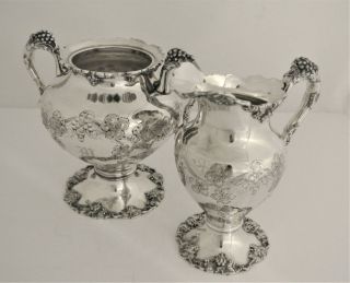Victorian Aesthetic Webster Silver Plate Repousse Grapes Sugar Creamer