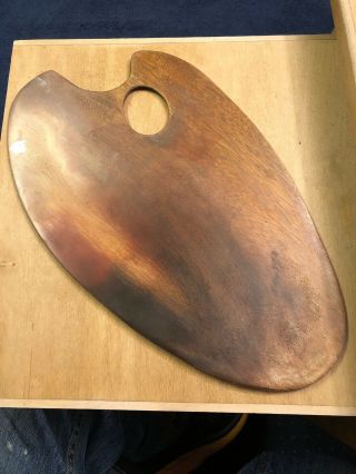 Vintage Old Rare Artist Wooden Oval Palette Paint Tray Painting Tool