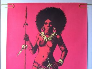 War Queen Vintage Blacklight Poster Psychedelic Afro Hair Pin - up Woman Houston 2