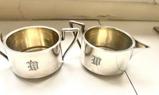 Antique Sterling Silver Open Sugar And Creamer - Monogrammed
