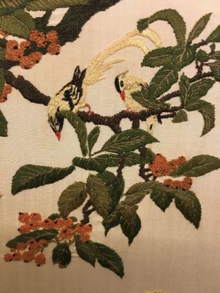 VINTAGE SILK EMBROIDERED SILK PICTURE 14 In X 7 In Detailing 1988 3