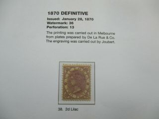 Victoria Stamps: 1870 2d Lilac With Gum - Rare (f198)