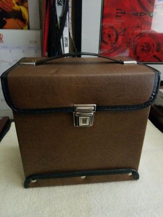 Rare Vintage 45 Rpm Record Brown Carrying Case Storage Box Lp Vinyl
