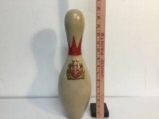 Vintage Brunswick King Red Crown Wooden Bowling Pin Regulation Rare 15 "