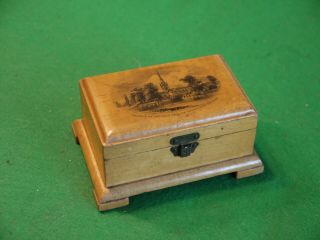 Lovely Antique Mauchline Ware Treen Wooden Trinket Jewellery Box Chest Stratford