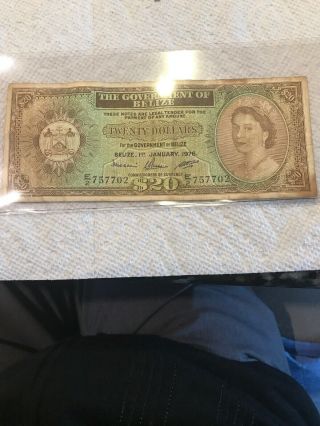 Belize,  20 Dollars,  1976,  Qeii,  P - 37 (37c),  Vg Rare