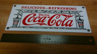 Old Drink Coca Cola Porcelain Metal Sign/push Rare Soda Pop Fountain