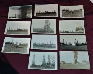 11 Antique Photo Postcards Oilfields Oklahoma Early 1900 