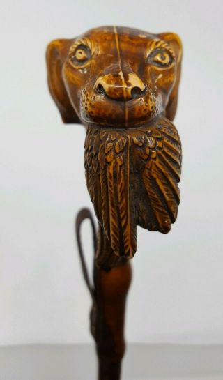 Vintage Syroco Wood Figural Bird Dog With Pheasant In Mouth Shoe Horn Rare