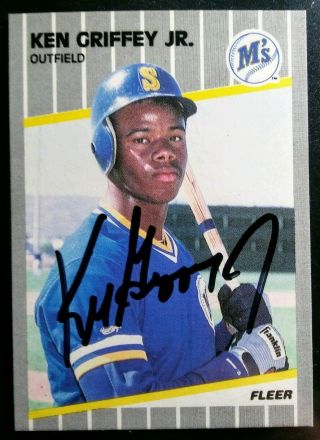 1989 Fleer Ken Griffey Jr Signed Autograph Mariners Rookie Card Rare Hof
