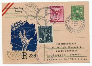 1946 Austria To Switzerland Reg Censored Cover,  Incredible Rare Pmks