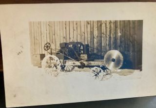Postcard Homemade Gas Engine Hit Miss Farm Tractor Old Antique Oil Early
