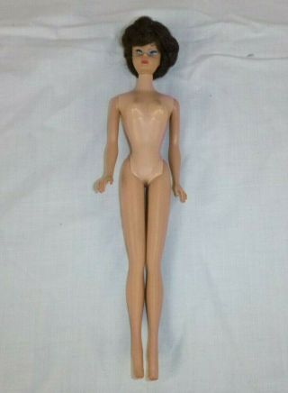 Vtg 60 ' s Bubblecut Barbie Doll Dark Brunette Black Hair NO Green Ear Marked Foot 2