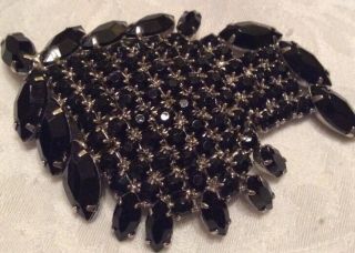 Victorian Antique Black Jewlery Pin Over 3 " Wide.  Large Lapel Pin