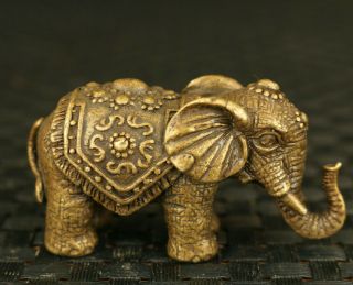 Chinese Old Bronze Hand Casting Elephant Statue Collectable Table Decorate