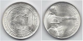 Thailand 150 Baht 1977 Y 113 Unc Fao And Rare Silver Elephant Coin
