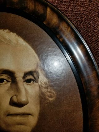 Antique Oval Framed Portrait Print Of George Washington Large 19 X 23 Wood Frame 3