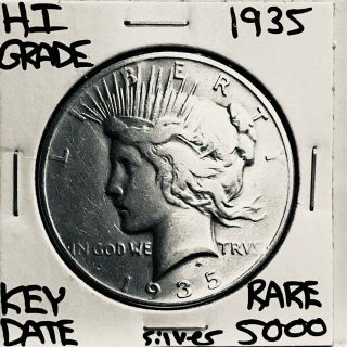 1935 P Peace Silver Dollar Hi Grade U.  S.  Rare Key Coin 5000