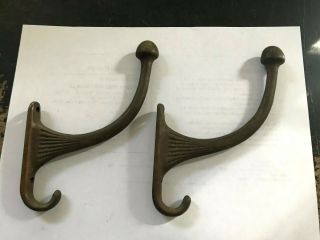 2 Old Shabby Chic Cast Iron Arts Craft Deco Victorian 5 " Wall Coat Hat Hooks