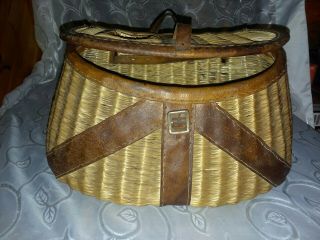 Vintage Trout Creel With Leather Shoulder Harness