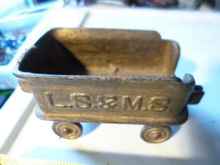 Antique Cast Iron 4 " Black Train Tender Coal L.  S.  &m.  S.  Ideal Harris Dent Rare