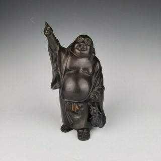 D770 Japanese Antiques Bronze Copper Statue Sculpture Hotei (seven Lucky Gods)