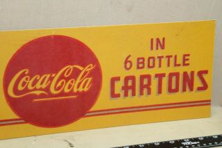 Rare 1940s Coca Cola In 6 Bottle Carton Store Display Sign Larger Coke Soda Pop