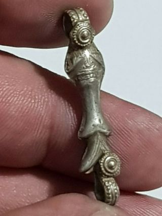 Very Rare Fish Viking Silver Pendant Circa 900 - 1000 Ad 3,  8 Gr 38 Mm