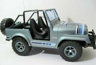 Rare Large Jeep Renegade Radio Shack Tandy Rc Blue W/ Remote/box Broken Steering