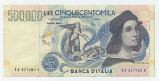 500.  000 Lire Italia Vf,  1997 P118 Raffaello Lira Italy Note Rare 500000 Raphael