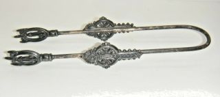 Vintage Silver Plated Eagle Claw 7 " Ice Tongs - Unmarked