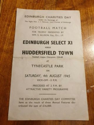 Edinburgh Select Xi V Huddersfield Football Programme Rare 1945 Ww2